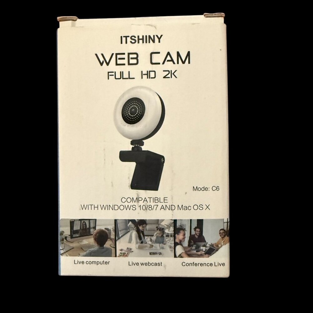 NIB Itshiny 2K Full HD Webcam C6 Built-In Microphone Windows Mac OS X Compatible